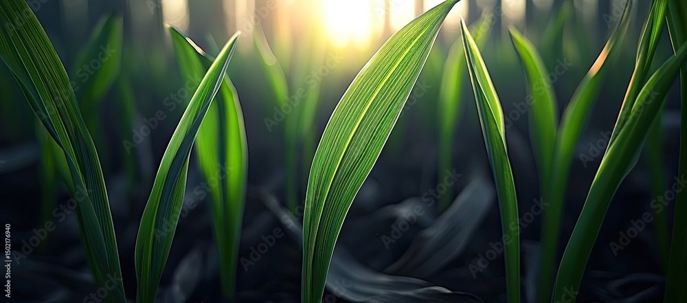 Fototapeta premium Sunlight on emerging green shoots