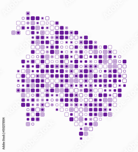 Norfolk Island, shape of the country build of colored cells. Digital style map of the Norfolk Island on white background. Large size rounded square blocks. Classy vector illustration.