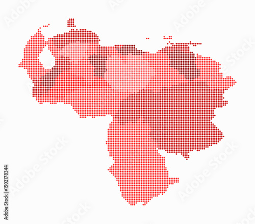 Venezuela dotted map. Digital style map of the country on white background. Venezuela shape with circle dots. Colored dots style. Small size circles. Creative vector illustration.