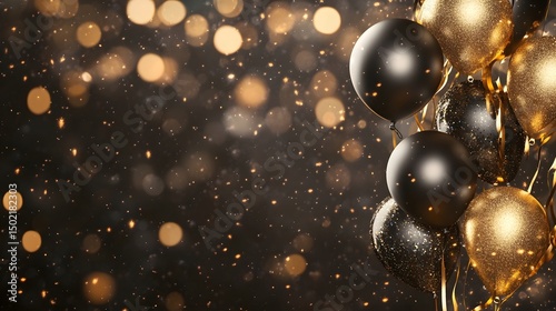 A magical take on a sophisticated birthday banner with gold accents and a sparkling background