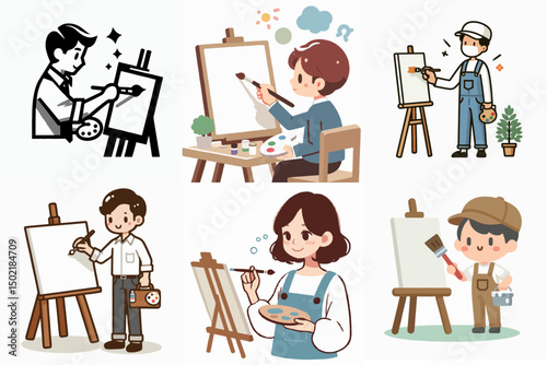 vector illustration of a person painting