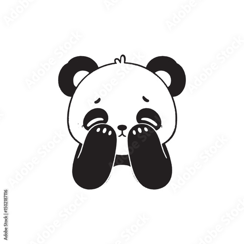 Cute panda illustration showing sadness with paws up