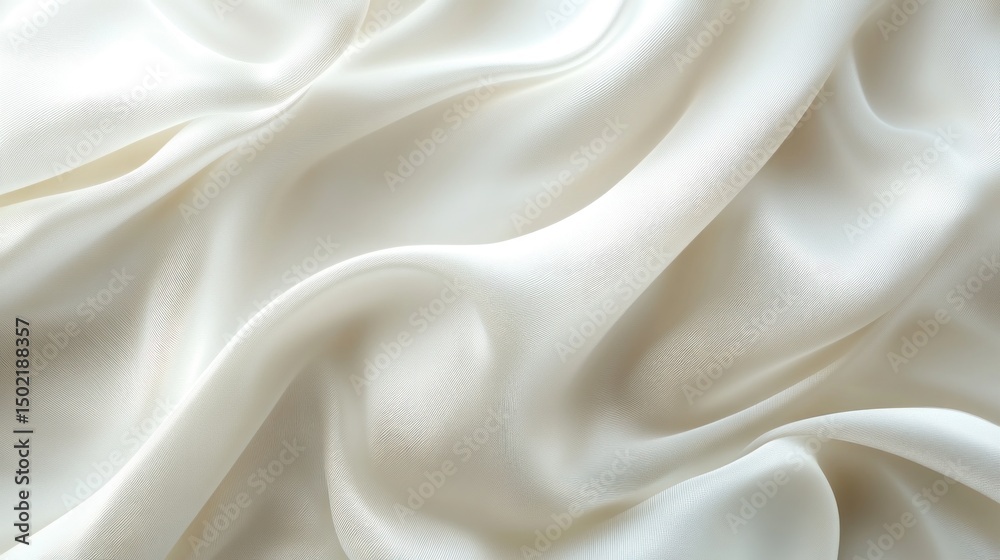 Elegant Creamy White Silk Fabric Draped Texture Elegant Creamy White Silk Fabric Draped Texture