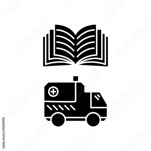 car ambulance manual book icon design