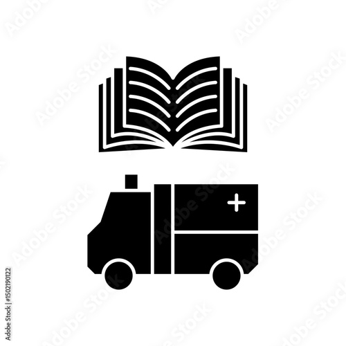 car ambulance manual book icon design