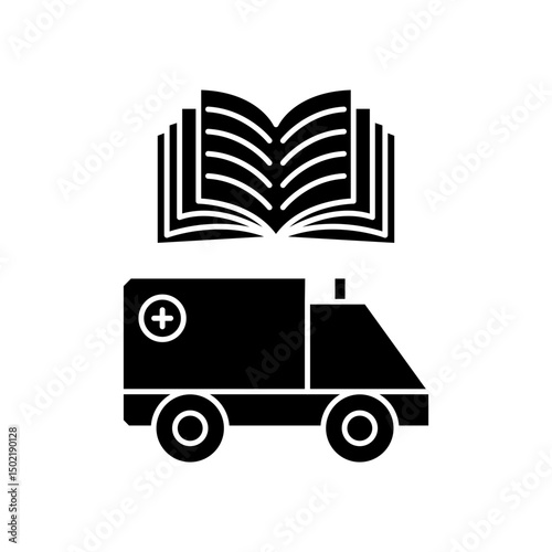 car ambulance manual book icon design