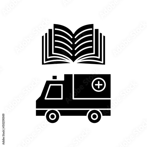 car ambulance manual book icon design