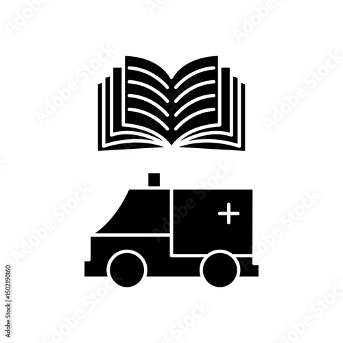 car ambulance manual book icon design