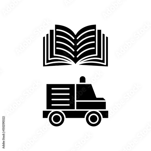 car ambulance manual book icon design