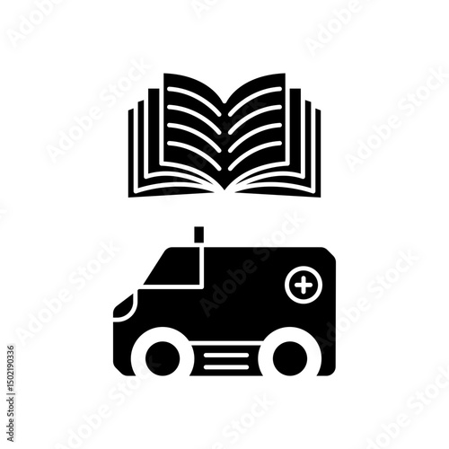 car ambulance manual book icon design