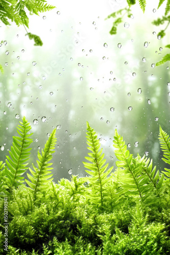forest scene water droplets style naturalistic