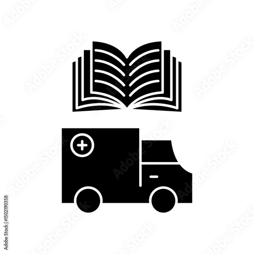 car ambulance manual book icon design