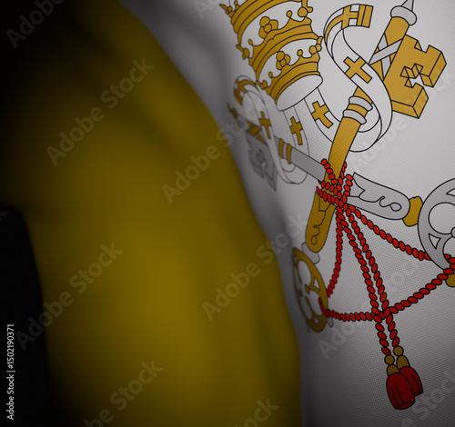 Close-Up 3D Render of the Vatican City Flag