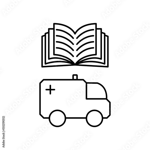 car ambulance manual book icon design