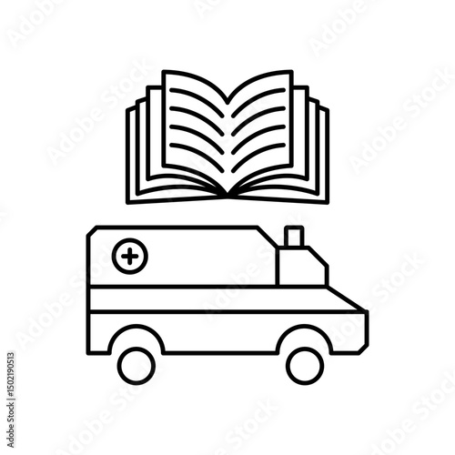 car ambulance manual book icon design