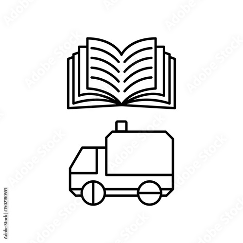 car ambulance manual book icon design
