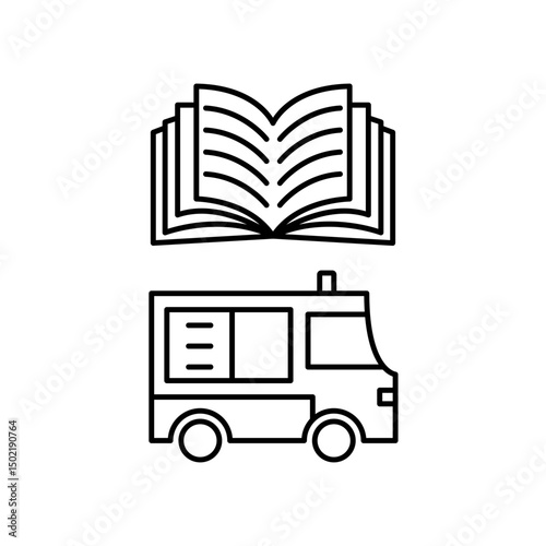 car ambulance manual book icon design