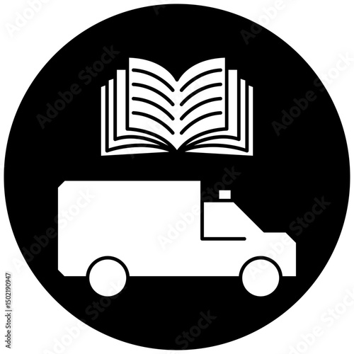 car ambulance manual book icon design