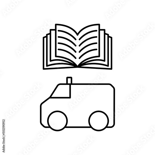 car ambulance manual book icon design