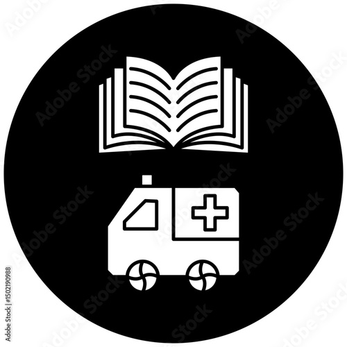 car ambulance manual book icon design