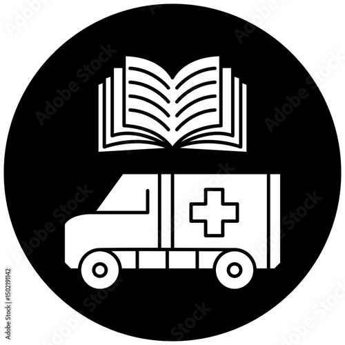 car ambulance manual book icon design