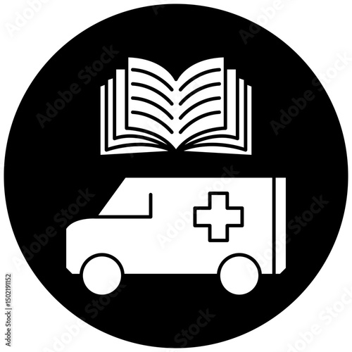 car ambulance manual book icon design