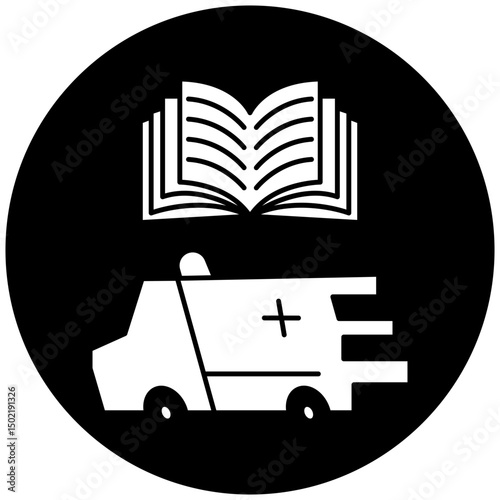 car ambulance manual book icon design