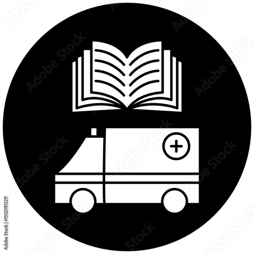 car ambulance manual book icon design