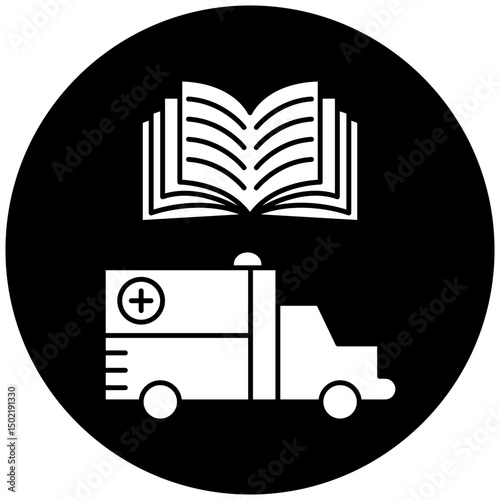 car ambulance manual book icon design