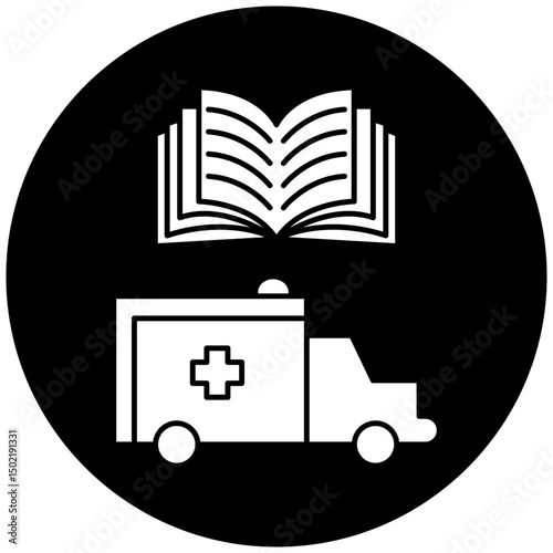 car ambulance manual book icon design