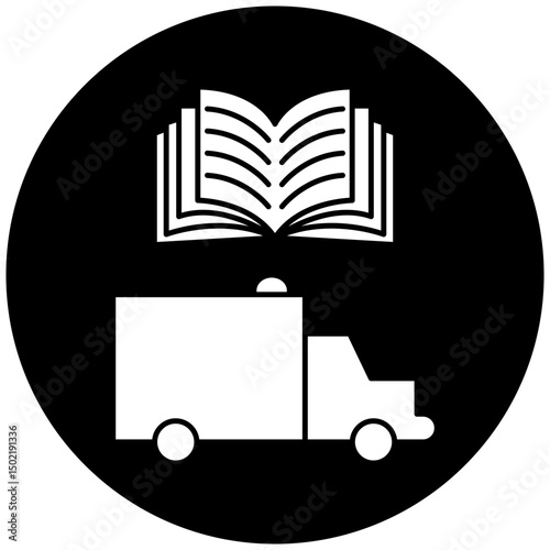 car ambulance manual book icon design