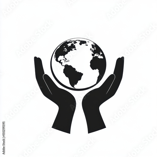 human hands icon globe holding general