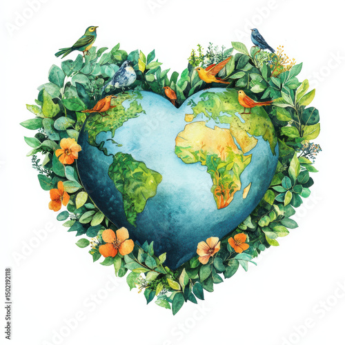 watercolor illustration flowers globe greenery heartshaped