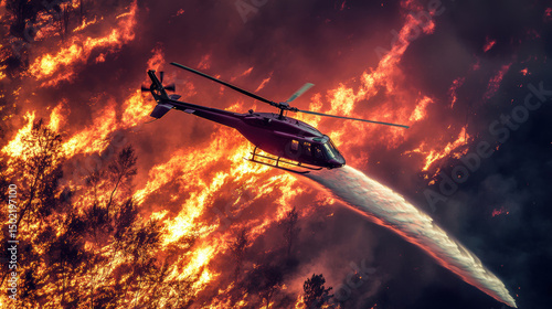 portrayal helicopter landscape midflight rotors hovers