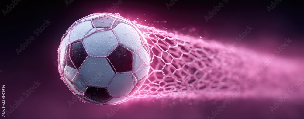 Fototapeta premium High-Detail Soccer Goal Moment on Vibrant Banner