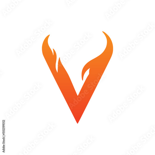 fire shaped letter V company logo vector illustration template design