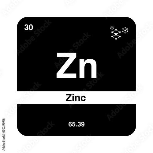 periodic vector of zinc on transparent background