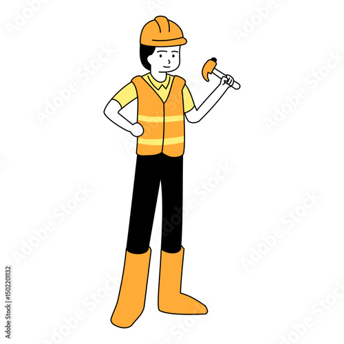 funny cartoon builder with wrench