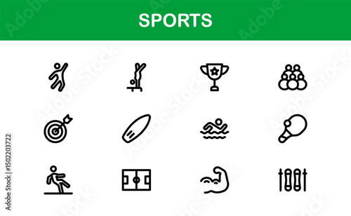 Sports Icons Collection. Minimal Line Art for Athletes and Enthusiasts.
