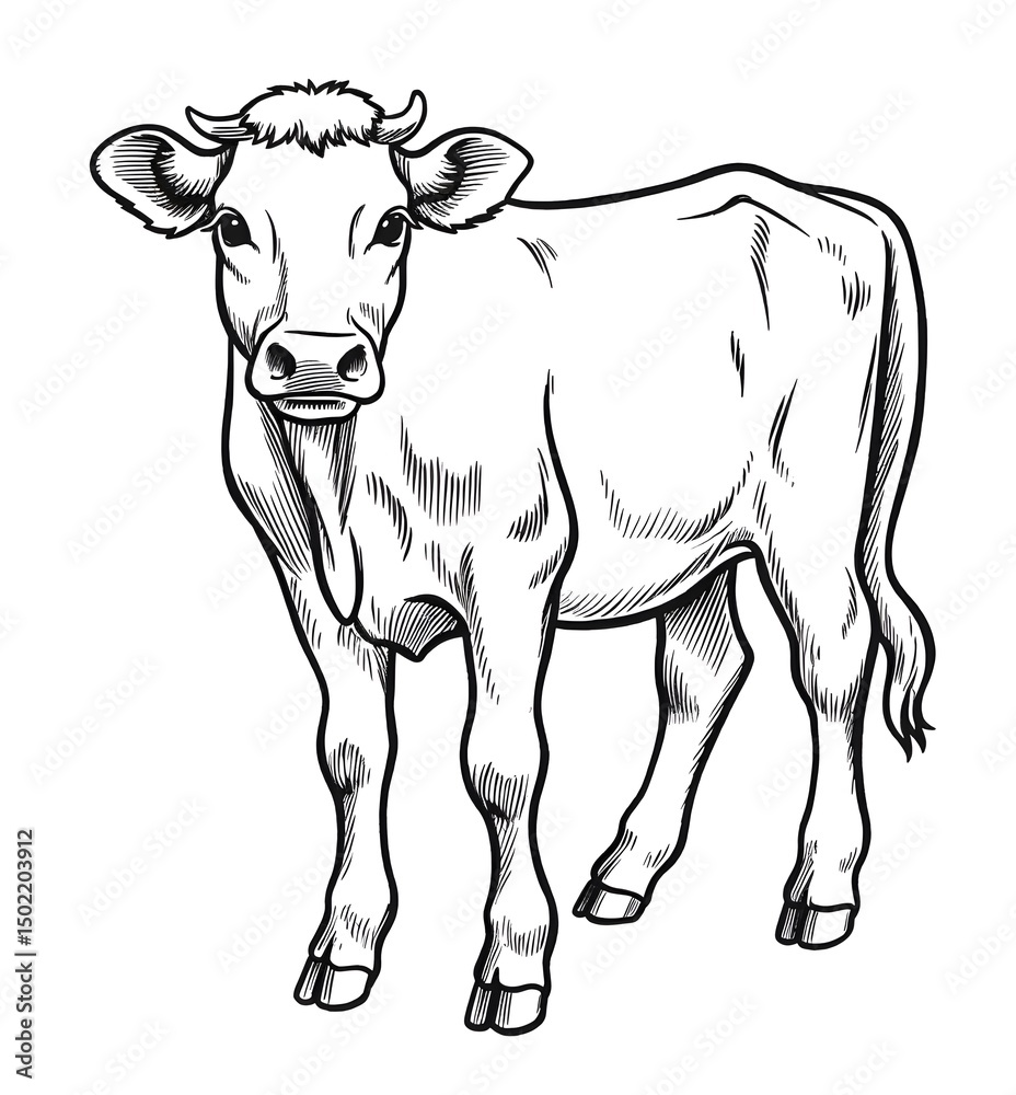 Fototapeta premium A cow, coloring page.