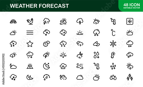 Weather Forecast Icons. Clean Vector Designs for Climate and Temperature Apps