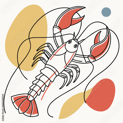 Lobster Illustration: A striking illustration of a lobster, rendered in a modern, artistic style, with clean lines and a vibrant color palette.