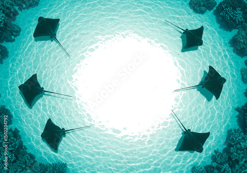 Hypnotic Ocean Vortex Circle Frame with Rippling Water and Deep Blue Tones