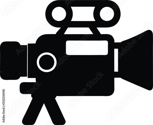 Simple video camera icon silhouette vector illustration
