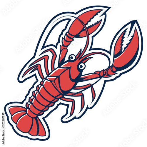 Vector illustration of a lobster and shrimp, featuring a cartoon shrimp, seafood, and marine life elements photo