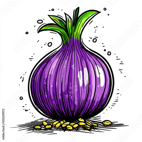 illustration purple onion stem texture color