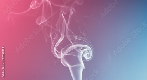 Abstract Swirling Smoke Trails Against Pink and Blue Gradient