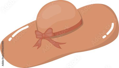 Wide brim sun hat with Ribbon illustration