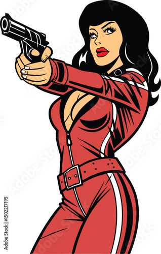 A captivating pop art illustration featuring a sultry