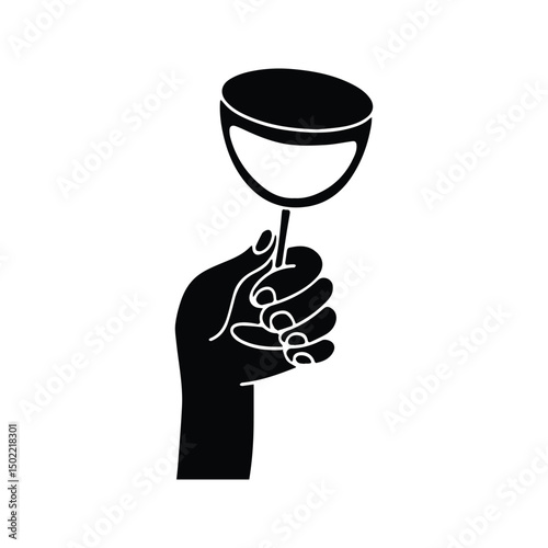 Wine Glass Icon. Hand Holding Wine Glass Illustration.